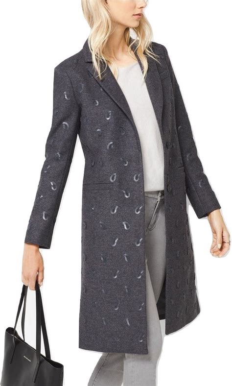 Michael Michael Kors Paisley Embroidered Wool Melton Coat, 